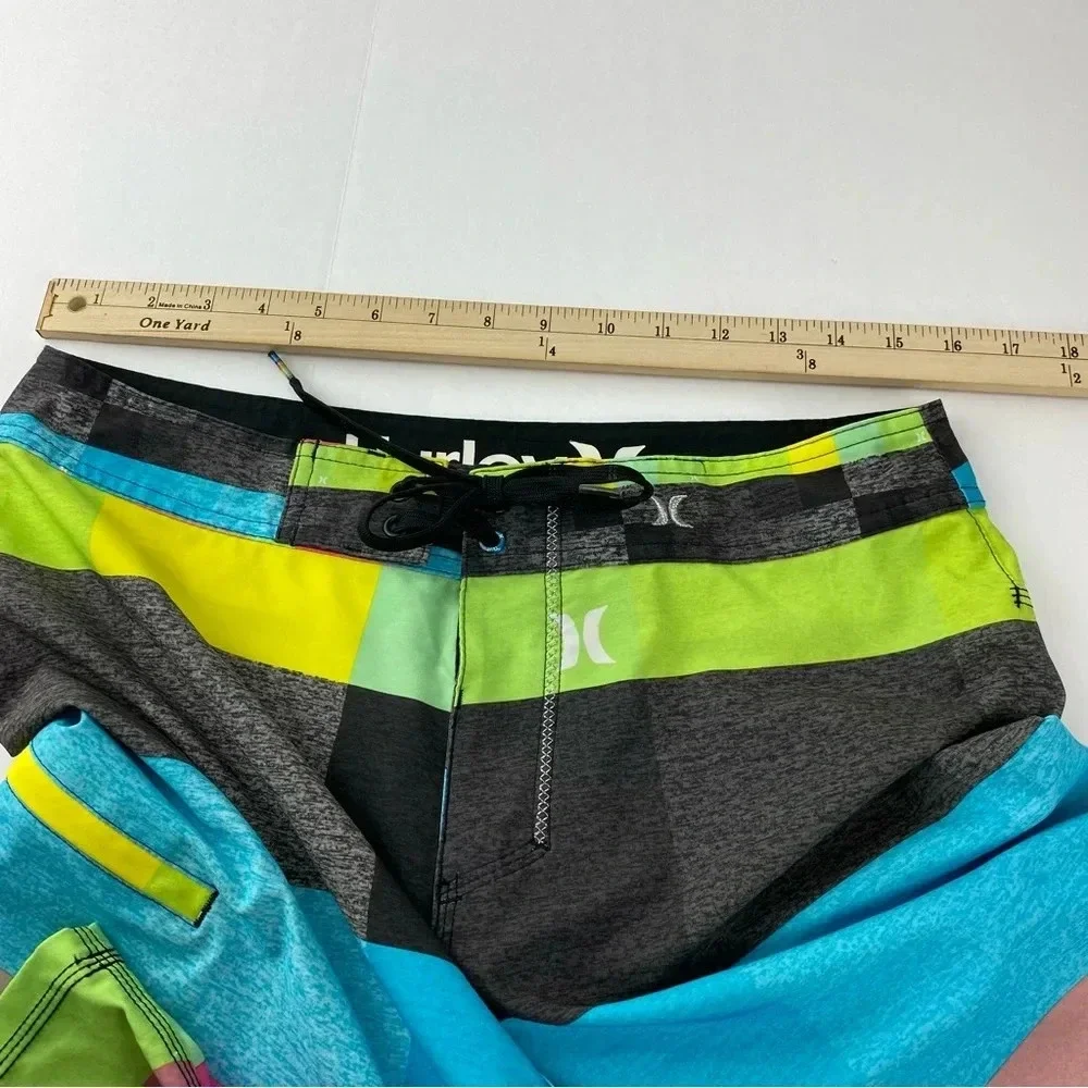 Hurley Phantom Mens 30 Board Shorts Trunks Teal Pink Green Drawstring Pockets
